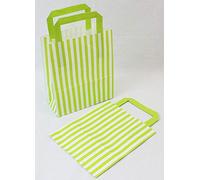 20 Lime Green Candy Stripe Paper Party Gift Bags 18cm x 21cm plus Handle