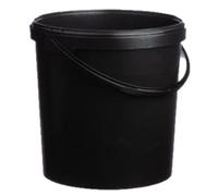 20 LITRE BLACK PLASTIC BUCKET WITH LID WITH A PLASTIC HANDLE, HARD WEARING BUCKET