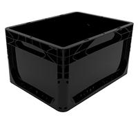 20 Litre Black Recycled Euronorm Euro Stacking Container - Heavy-Duty Industrial Plastic Storage Box, 400×300×230 mm Stackable Crate for Warehouse, Logistics & Small Parts Organisation