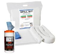 20 Litre Oil & Fuel Spill Kit - Portable Spill Control & Cleanup Solution for Workshops, Warehouses, Garages & Vehicles - Includes Free Mukyz Wipes