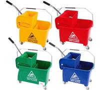 20 Litre Strong Kentucky Mop Dual-Bucket & Wringer System With Durable Wheels and Carrying Handle Great For Commercial Use Floor Cleaning Buckets (1, Blue)
