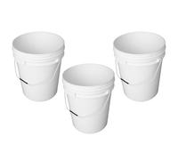 20 Litre White Food Grade Plastic Bucket with Strong Handle - BPA Free Recyclable Durable Storage Container for Water, Paint, Pet Food, DIY & Bulk Use (Pack of 3)