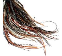 20 Long Natural Feather Hair Extensions With Rings & Application Loop (B Grade) - Mixed Naturals