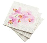 20 LUXURY 3 PLY PINK ORCHID PATTERN PAPER NAPKINS - 33cm x 33cm Ideal for weddings, christenings, parties, bbq's etc