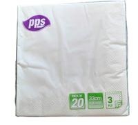 20 LUXURY 3 PLY WHITE PAPER NAPKINS - 33cm x 33cm Ideal for weddings, christenings, parties, bbq's etc