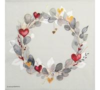 20 Luxury Ambiente Paper Napkins - Eucalyptus Wreath Green - Table Decoration with Motif Also for Party or Decoupage 33x33cm 3 ply