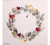 20 Luxury Ambiente Paper Napkins - Eucalyptus Wreath Pink - Table Decoration with Motif Also for Party or Decoupage 33x33cm 3 ply