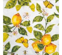 20 Luxury Ambiente Paper Napkins - Fresh Lemons White - Table Decoration with Motif Also for Party or Decoupage 33x33cm 3 ply