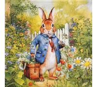 20 Luxury Ambiente Paper Napkins - Mister Rabbit - Table Decoration with Motif Also for Party or Decoupage 33x33cm 3 ply