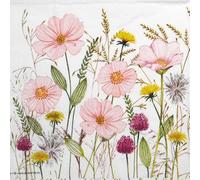 20 Luxury Ambiente Paper Napkins - Pastel Flowers White - Table Decoration with Motif Also for Party or Decoupage 33x33cm 3 ply