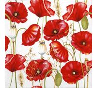 20 Luxury Ambiente Paper Napkins - Poppy All Over White - Table Decoration with Motif Also for Party or Decoupage 33x33cm 3 ply