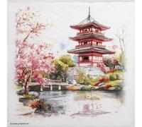 20 Luxury Ambiente Paper Napkins - Temple - Table Decoration with Motif Also for Party or Decoupage 33x33cm 3 ply