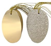 20 Luxury Gold Oval Gift Tags - Glitter & Foil Design | Premium Gift Labels for Christmas, Weddings & Birthdays | Eco-Friendly Recyclable Packaging | Pack of 20