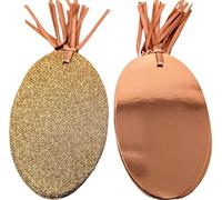 20 Luxury Rose Gold Oval Gift Tags - Glitter & Foil Design | Pack of 20 with Pre-Attached Ribbons - Premium Gift Tags for Christmas, Birthdays & Weddings (10 Glitter & 10 Foil)