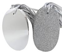 20 Luxury Silver Oval Gift Tags, Glitter and Foil Design - Eco Packaging