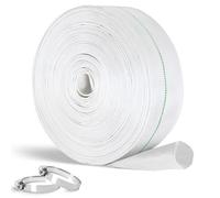 20 m fabric hose, diameter 32 mm (1 1/4 inch), flat hose with stainless steel hose clamp, pump hose, fabric hose set for submersible pump or dirty water pumps