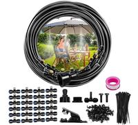 20 m Spray Mist Cooling Irrigation System, Misting System, Outdoor Misting System with 24 Brass Mist Nozzles, Mist Cooling for Garden, Greenhouse, Parasol
