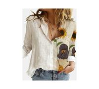 (20, M) Women Spring And Autumn Long Sleeve Polo Neck Fashion Print Loose Relaxed Comfortable Slim Elegant Commuter Popular Tops