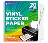 20 Matte Sticker Paper White Adhesive Waterproof Thick Tear and Smudge Resistant Vibrant Colors Printable Permanent Vinyl
