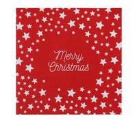 20 Merry Christmas Star Napkins - Red Xmas Tableware Decoration Novelty Table Decor