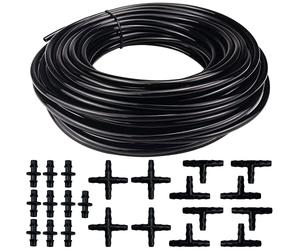 20 Meters Gardening Watering Pipe Watering Hose 4/7mm PVC Hose Irrigation Hose Watering Systems with 22Pcs Hose Connector for Garden, Greenhouse, Balcony