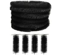 20 Metres of Black Gutter Brush Leaf & Moss Guard Rolls (5 x 4m) with Pack of 4 Drain Guard Plugs