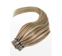 20 Microring I-Tip Extensions - professional Quality - 22" - M14/1001 mixed intense natural dark ash blonde & platinum blonde