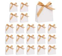 20 Mini Champagne Gift Bags with Satin Ribbons | Thick Paper Small Gift Bags with Ribbon Closure for Sweets, Jewellery & Cosmetics