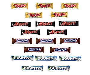 20 Mixed Chocolate Bars Packed - 5 X ( Twix, Snickers, MARS, Bounty) Fresh Stock