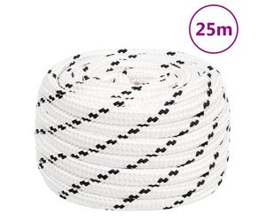 (20 mm/ 25 m) vidaXL Braided Boat Rope Polyester Sturdy Yacht Cable Black/White Multi Sizes
