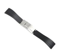 20 Mm Black Silicone Watch Strap, Waterproof Replacement For, Micro-Adjustment Clasp, Curved Interface With Silver Buckle