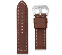 20 mm Brown Leather Watch Strap | Premium Replacement Compatible with Officine Panerai Luminor Radiomir & Submersible | Oiled Calf Leather Band | Contrast Stitch | Oversized Buckle (Brown, 20mm)