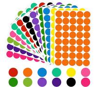 20 mm Coloured Dot Stickers Circle Stickers Sticky, 1440 PCS Self Adhesive Sticky Dots Round Dot Labels, Colour Coding Labels for Paper Scrapbook Calendar Decorations, Children Office Classroom