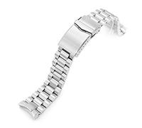 20 mm End Mill 316L Stainless Steel Watch Strap for Seiko SKX013, Brushed V Clasp, silver, L, Classic