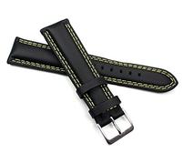 20 mm Genuine Leather Yellow Double Stitched Black Leather Watch Strap Band Hang It in Germany