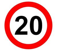 20 mph kmph speed limit road sign - 3mm Aluminium sign with channel (600mm x 600mm)