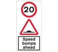 20 MPH Speed Bumps Ahead w/channel - 3mm AluComposite RA1-450x900mm
