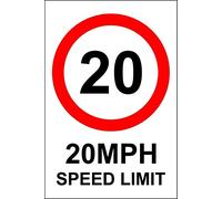 20 mph Speed limit sign - 3mm Aluminium sign 300mm x 200mm