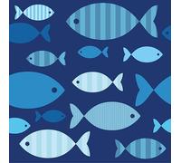 20 Napkins, 3-ply, 1/4 fold, 33 cm x 33 cm, "Blue Fish", Papstar 86371