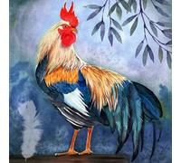 20 Napkins Animal Motifs Large Rooster on Blue Table Decoration Paper Napkins with Motif Also for Decoupage and Decoupage 33 x 33 cm
