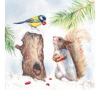 20 napkins animals collect winter supply, squirrels, birds, winter, Christmas, table decoration, celebration, craft, decoupage, napkin technology, 33 x 33 cm