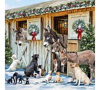 20 Napkins Animals Visit in Winter Donkey Dog Farm Christmas Table Decoration Party Celebration Craft Decoupage Decoupage 33 x 33 cm