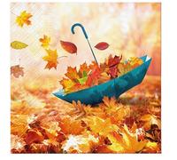 20 Napkins Autumn Autumn Leaves in Umbrella Table Decoration Paper Napkins with Motif Also for Decoupage and Decoupage 33 x 33 cm