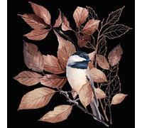 20 Napkins Autumn Bird on Brown Leaves on Black as Table Decoration Paper Napkins with Motif Also for Decoupage and Decoupage 33 x 33 cm