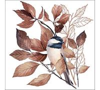 20 Napkins Autumn Bird on Brown Leaves on White Table Decoration Paper Napkins with Motif Also for Decoupage and Decoupage 33 x 33 cm