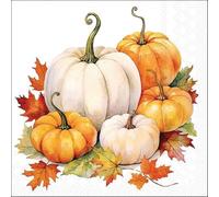 20 Napkins Autumn Large Pumpkins on Leaves Table Decoration Paper Napkins with Motif Also for Decoupage and Decoupage 33 x 33 cm