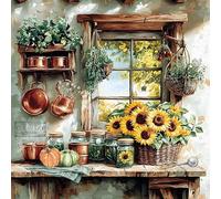 20 Napkins Autumn Sunflowers in Rustic Kitchen Table Decoration Paper Napkins with Motif Also for Decoupage and Decoupage 33 x 33 cm