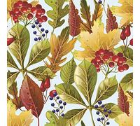 20 Napkins Berries and Leaves in Autumn | Table Decoration 33 x 33 cm