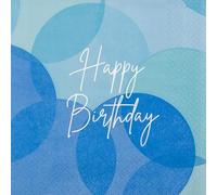 20 Napkins Birthday Happy Birthday Soft Blue Table Decoration Paper Napkins with Motif Also for Decoupage and Decoupage 33 x 33 cm