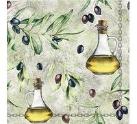 20 napkins, black olives on leaves, olive oil, food, Mediterranean, table decoration, decoupage, napkin technology, 33 x 33 cm